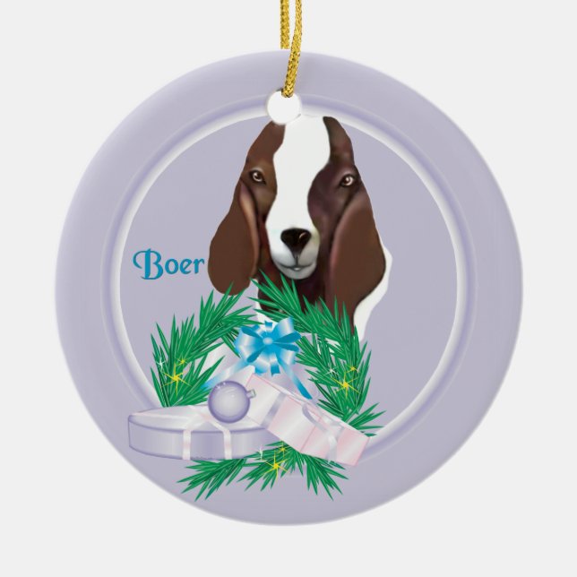 Boer Chèvre Wreath Ornement de vacances (Devant)