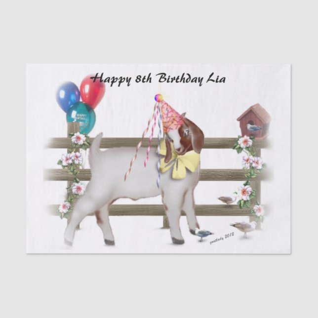 Boer Goat Birthday Party Tissue Paper (Front)