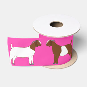 Boer Goat Farm Pink Satin Ribbon