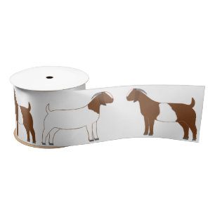 Boer Goat Farm White Satin Ribbon