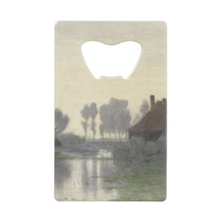 Boer Homes on the water in morning mist Credit Card Bottle Opener
