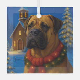 Boerboel Holiday Card Glass Ornament