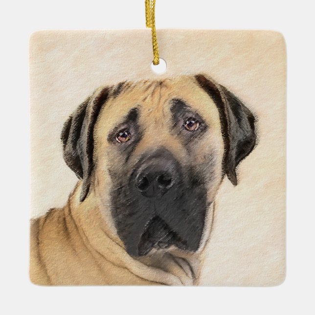 Boerboel Painting - Cute Original Dog Art Ceramic Ornament (Front)