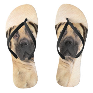 Boerboel Painting - Cute Original Dog Art Flip Flops