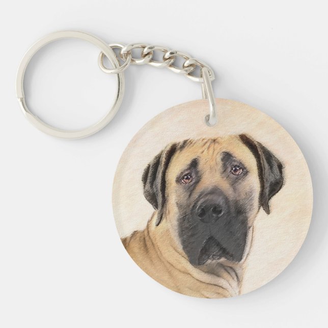 Boerboel Painting - Cute Original Dog Art Keychain (Front)