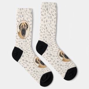 Boerboel Painting - Cute Original Dog Art Socks