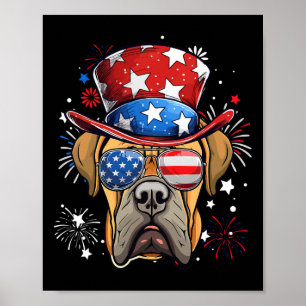 Boerboel Patriotic Usa Flag 4th Of July Dog Lover  Poster