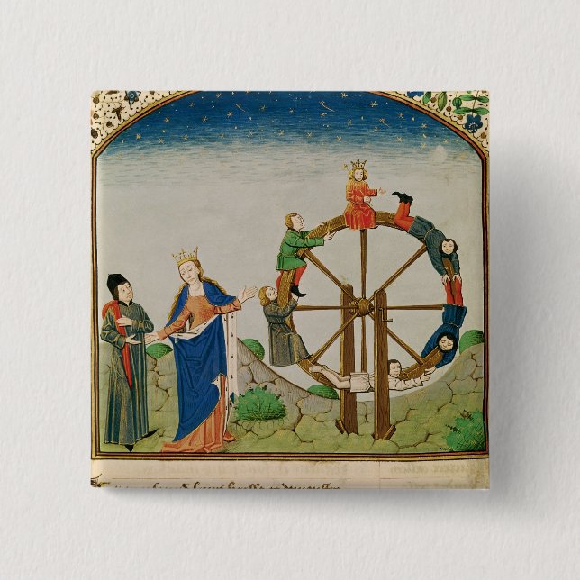 Boethius with the Wheel of Fortune 2 Inch Square Button (Front)