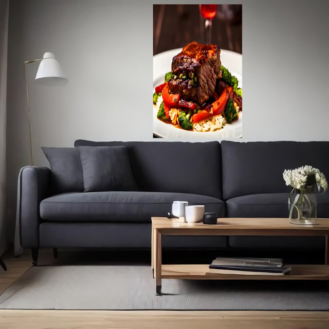 Boeuf avec riz et légumes | AI Art Poster (Créateur téléchargé)