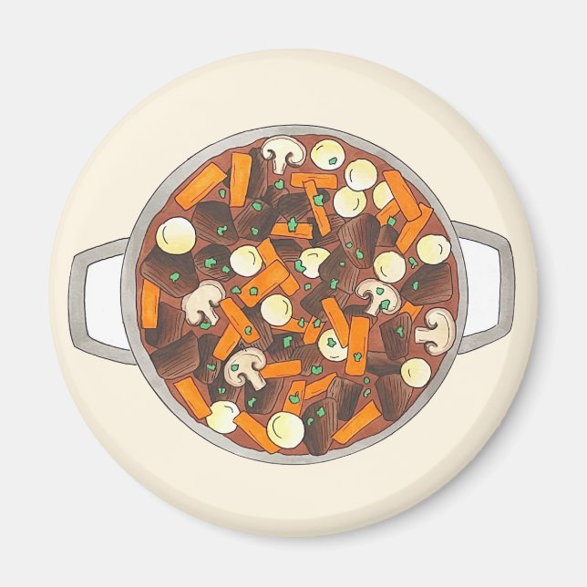 Boeuf Bourguignon Beef Burgundy Stew French Food Magnet (Front)