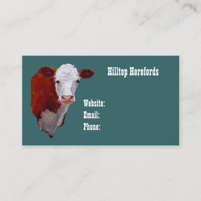 Boeuf de Hereford : Carte de visite : Art peint (Devant)