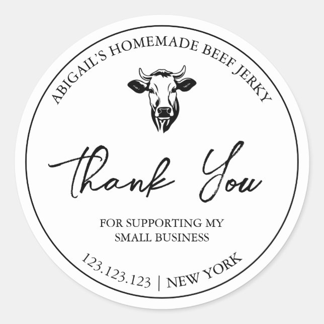 Boeuf maison simple Jerky Merci Étiquette (Devant)