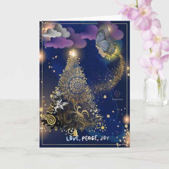 Boganhues Imprimer Carte de voeux de Noël pliée (Orchidée)