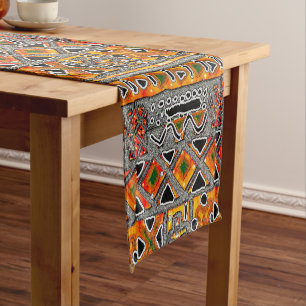Bogolan Geometric Short Table Runner