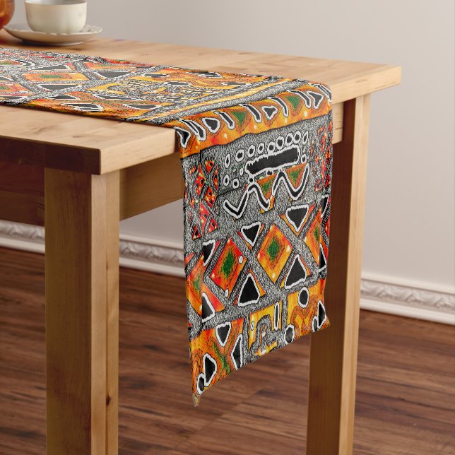 Bogolan Geometric  Short Table Runner (In Situ)