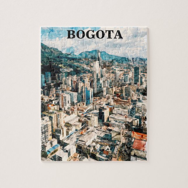 Bogota Colombia CIty View Watercolor Jigsaw Puzzle (Vertical)
