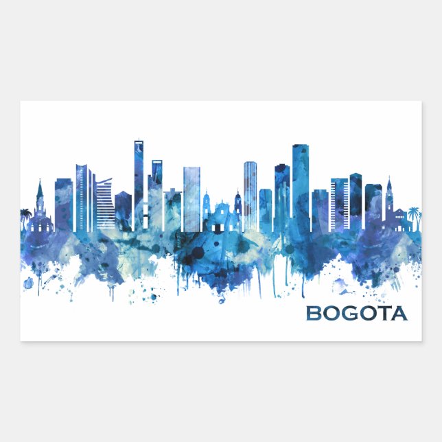 Bogota Colombia Skyline Blue Sticker (Front)