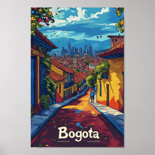 Bogota Colombia Vintage Art Travel Illustration Poster