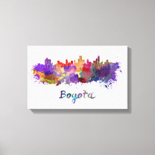 Bogota skyline in watercolor canvas print