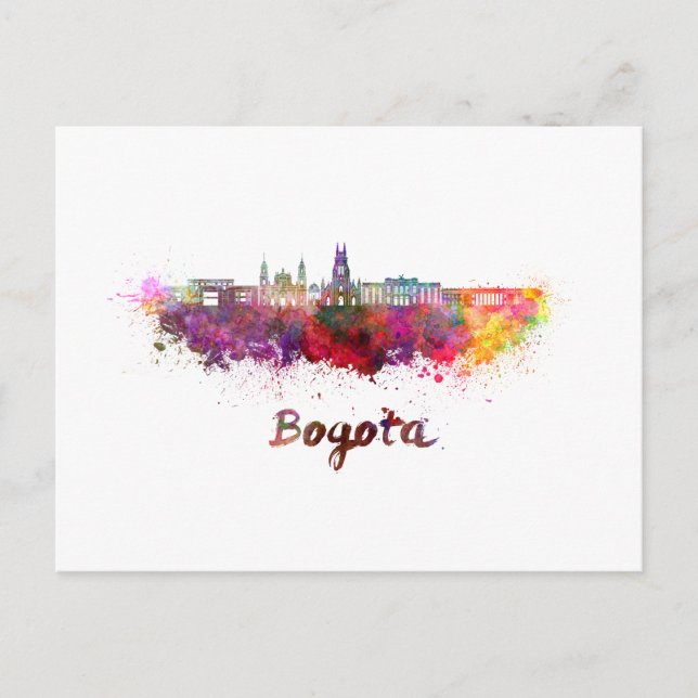 Bogota v2 skyline in watercolor postcard (Front)