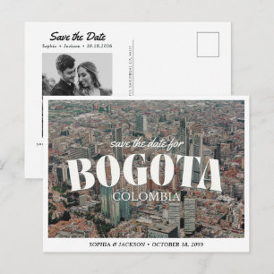 Bogota Wedding Save the Date Retro Skyline Postcard