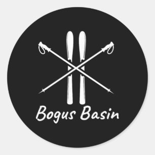 Bogus Sin Idaho Ski Skier Skiing Poles Winter Vaca Classic Round Sticker