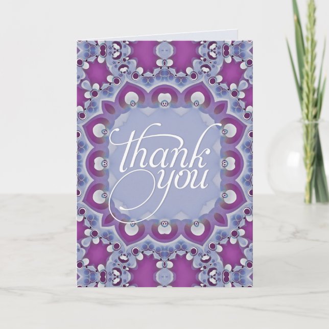 Bohemain  Lotus Purple Thank You Custom Card (Front)