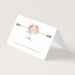 Bohème Aquarelle Fleurs Élégante Carte Place