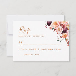 bohème automne fleuri mariage rsvp carte
