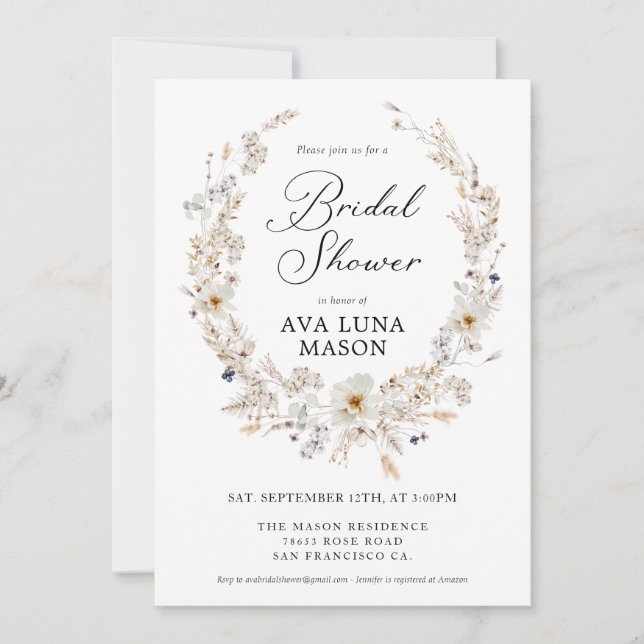 Bohème Automne Floral Bridal Showée Invitation (Devant)
