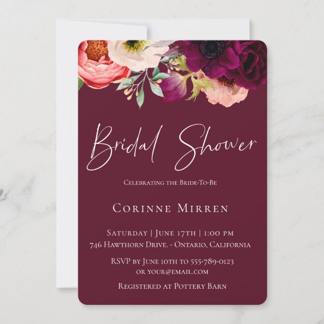 Bohême Blooms Invitation de douche nuptiale (Devant)