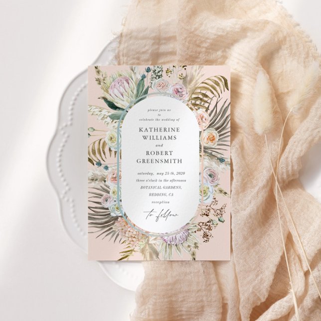 Bohême Blush Élégant Faire-part de mariage Floral (Créateur téléchargé)