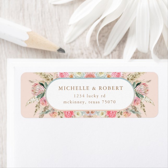 Bohème Blush Florush Adresse de retour Label (En situation)