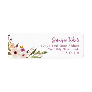 Bohème Chic Purple Floral Adresse de retour Étique