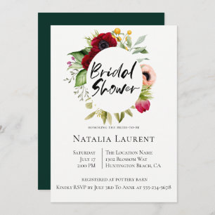 Bohème Floral Frame nuptiale de douche Invitation