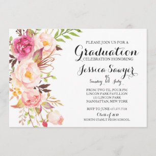 Bohême Floral Graduation party Invitation