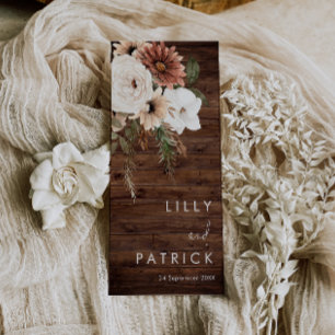 Bohème Floral Rustic Wood Wedding Programme