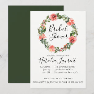 Bohème Floral Wreath Invitation de la douche nupti