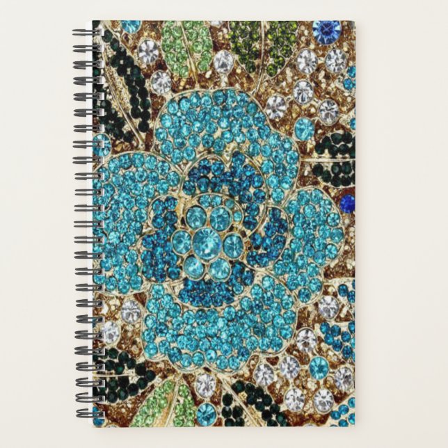 bohème girly chic argent turquoise fleur bleu (Devant)