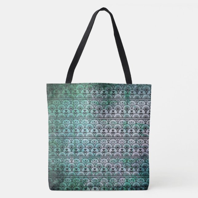 Bohème Grunge, Sac fourre-tout à motif bleu Aqua (Devant)