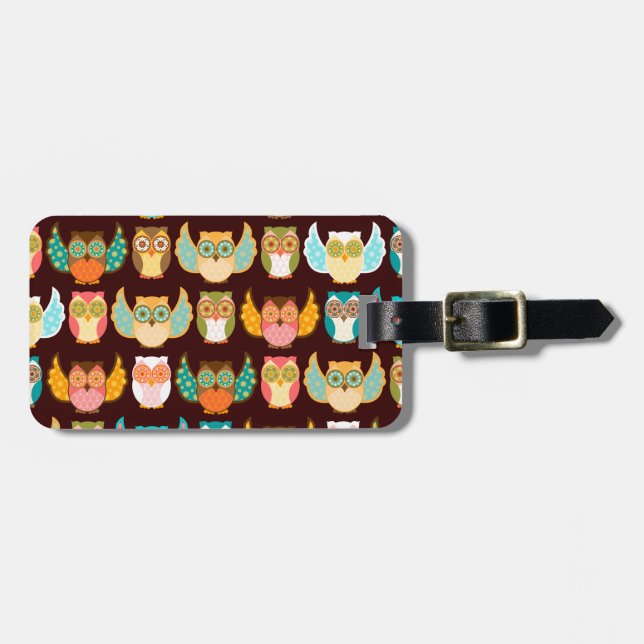 Boheme Owls Pattern - Custom Luggage Tag (Front Horizontal)