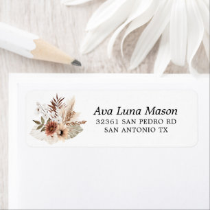 Bohème Pampas Grass retour Adresse Étiquettes