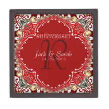 Bohême rouge Batik Monogramme Anniversaire boîte c