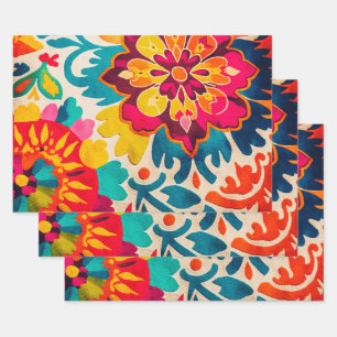 BOHEMIA 3 feuilles de beau giftwrap de style boho