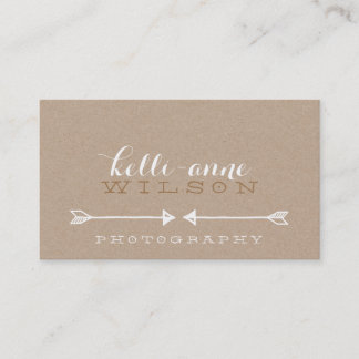 BOHEMIAM ARROW cute rustic hippy white kraft Business Card