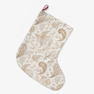 Bohemiam Boho Cream White Christmas Large Christmas Stocking