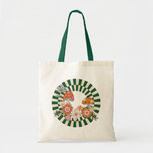 Bohemiam Groovy Flowers, chequerboard pattern Tote Bag