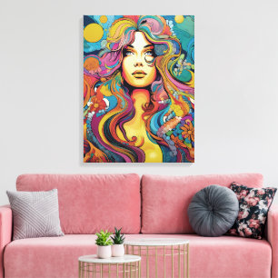 Bohemian 60s 70s Hippy Woman Canvas Print