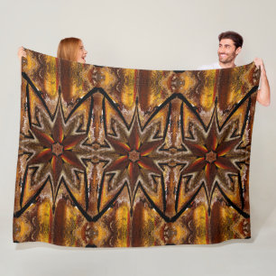  Bohemian Abstract A Dahlia In Gold Cozy Fleece Blanket