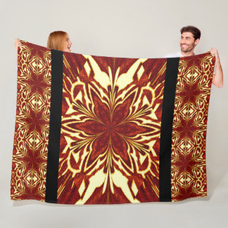 Bohemian Abstract Golden Orange Jasmine Floral  Fleece Blanket